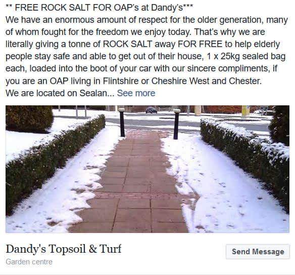 FREE Rock Salt for OAPs and the Infirm