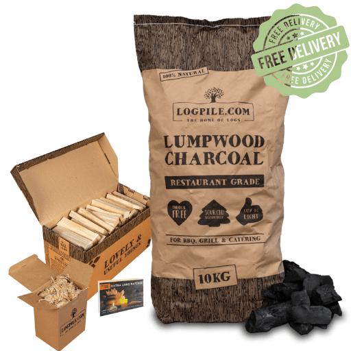 BBQ Starter Kit. Restaurant Grade Barbecue Charcoal, Kindling, Natural Firelighters and Matches - Dandys Landscape Supplies
