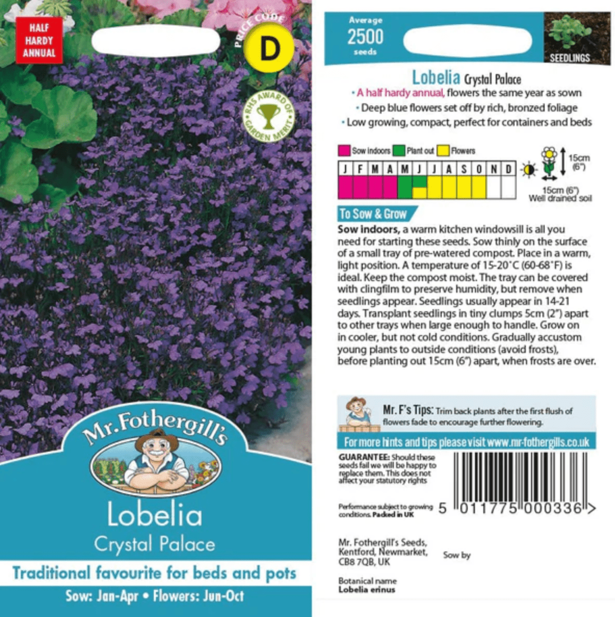 Lobelia Crystal palace Flower Seeds - Dandys Landscape Supplies