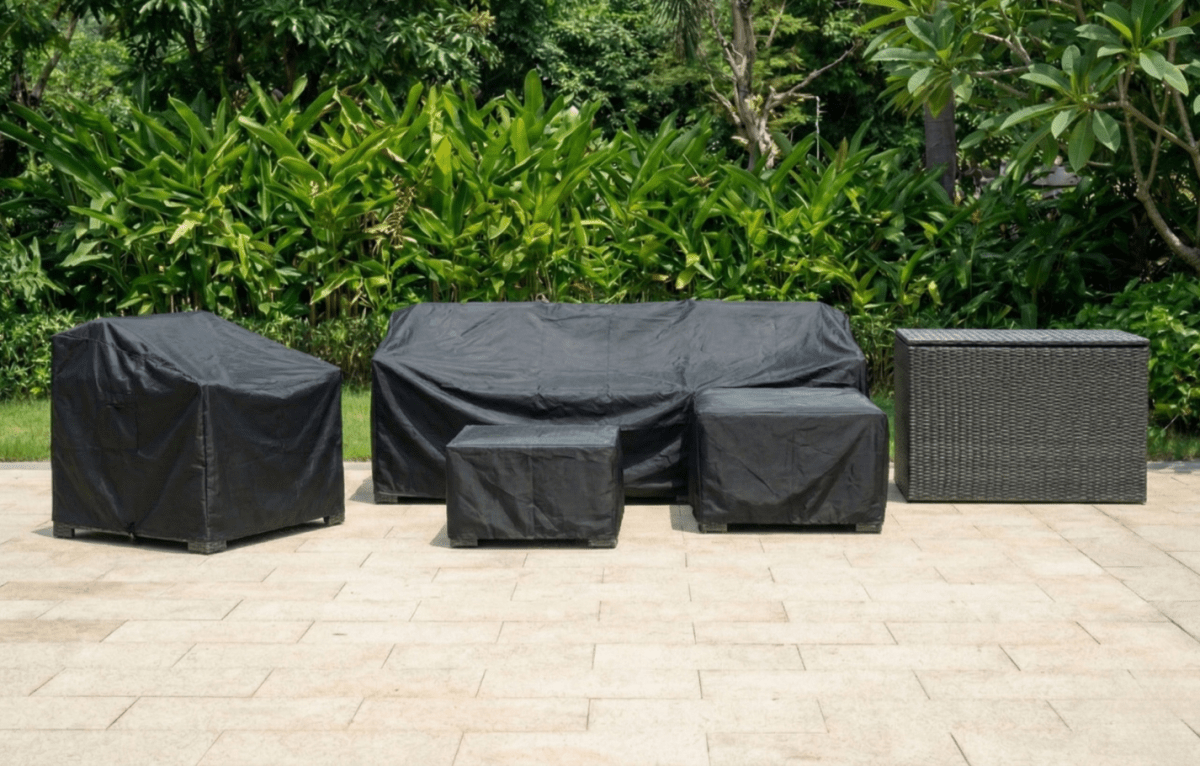 Marbella Grey 5 Seater Chaise Garden Sofa Set, Cover and Cushion Box Bundle - Dandys Landscape Supplies