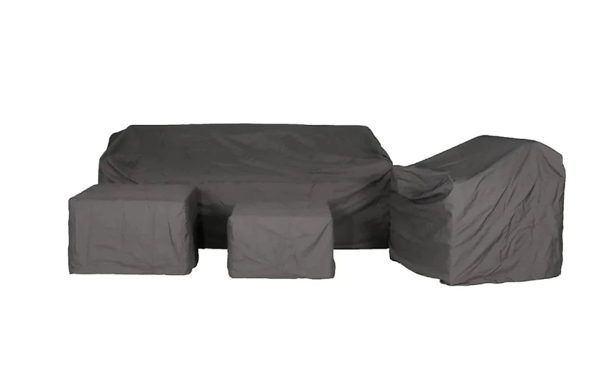 Marbella Grey 5 Seater Chaise Garden Sofa Set, Cover and Cushion Box Bundle - Dandys Landscape Supplies