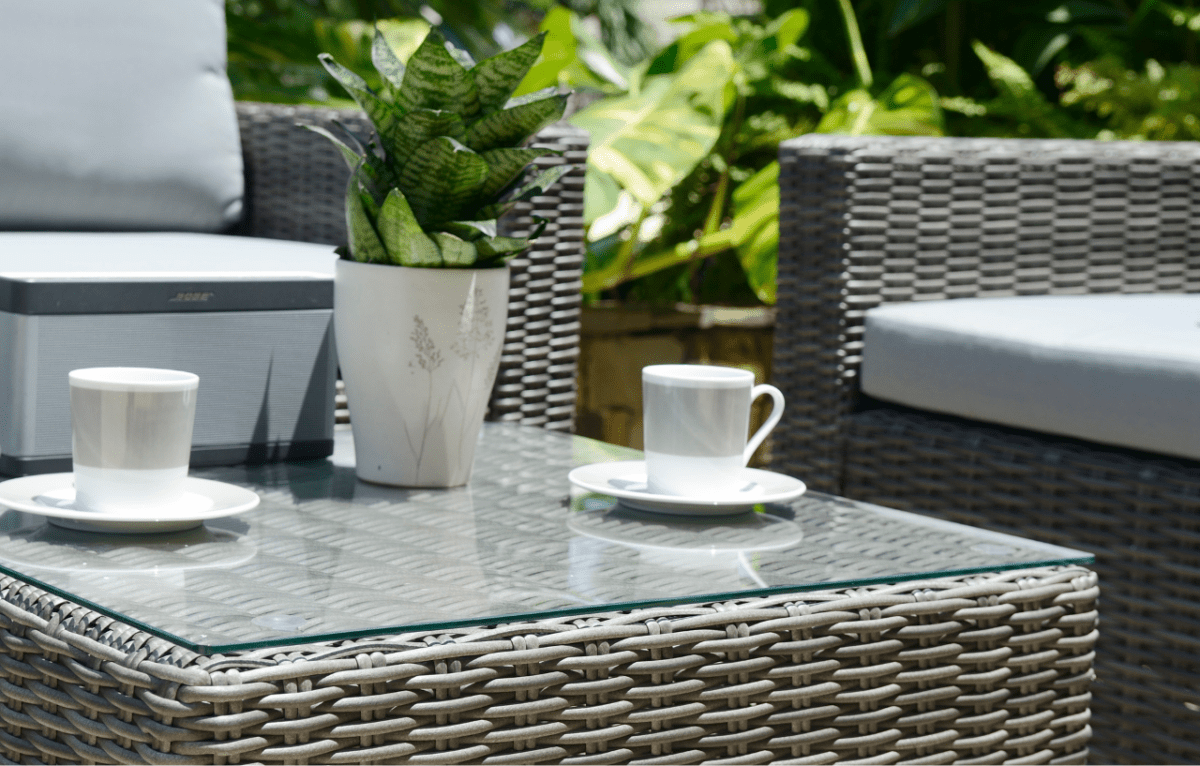 Marbella Grey 5 - Seater Garden Sofa Set with Ottoman and Cover Bundle - Dandys Landscape Supplies