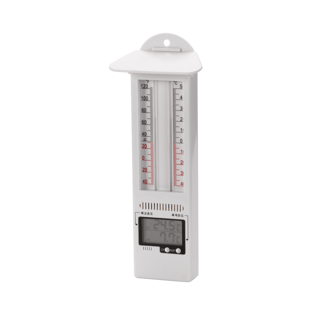Max Min Thermometer with Analogue and Digital Display, Indoor and Greenhouse Temperature Monitor