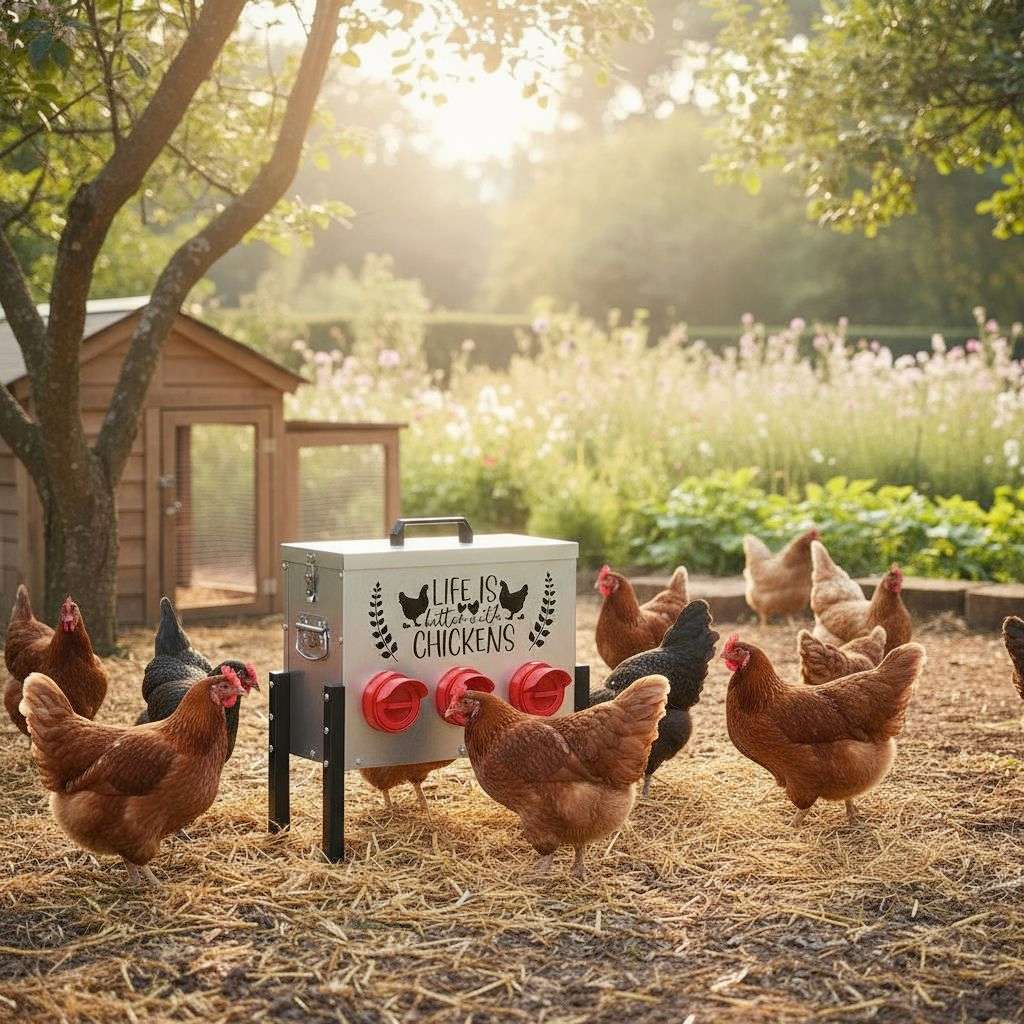 Metal Chicken Feeder – Stylish, Durable & Convenient - Dandys Landscape Supplies