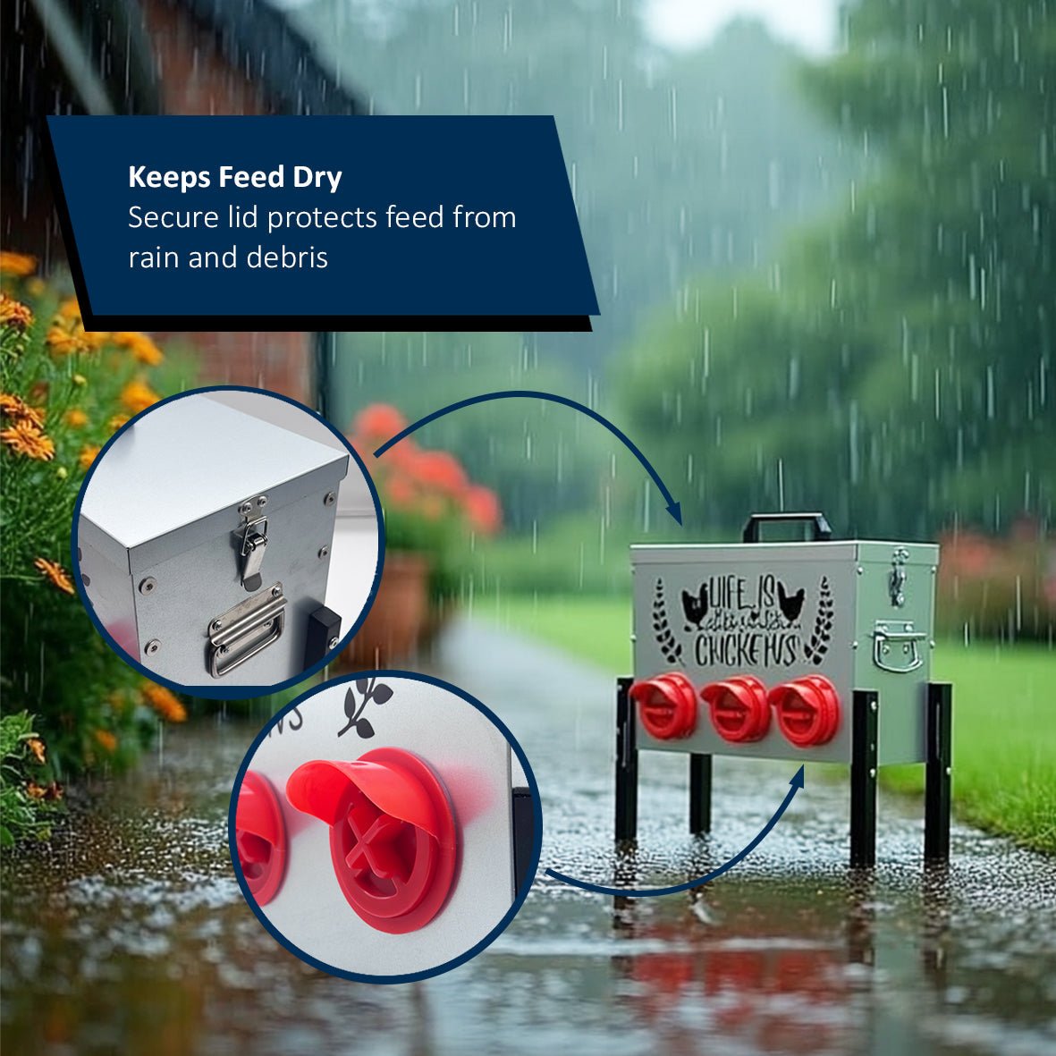 Metal Chicken Feeder – Stylish, Durable & Convenient - Dandys Landscape Supplies