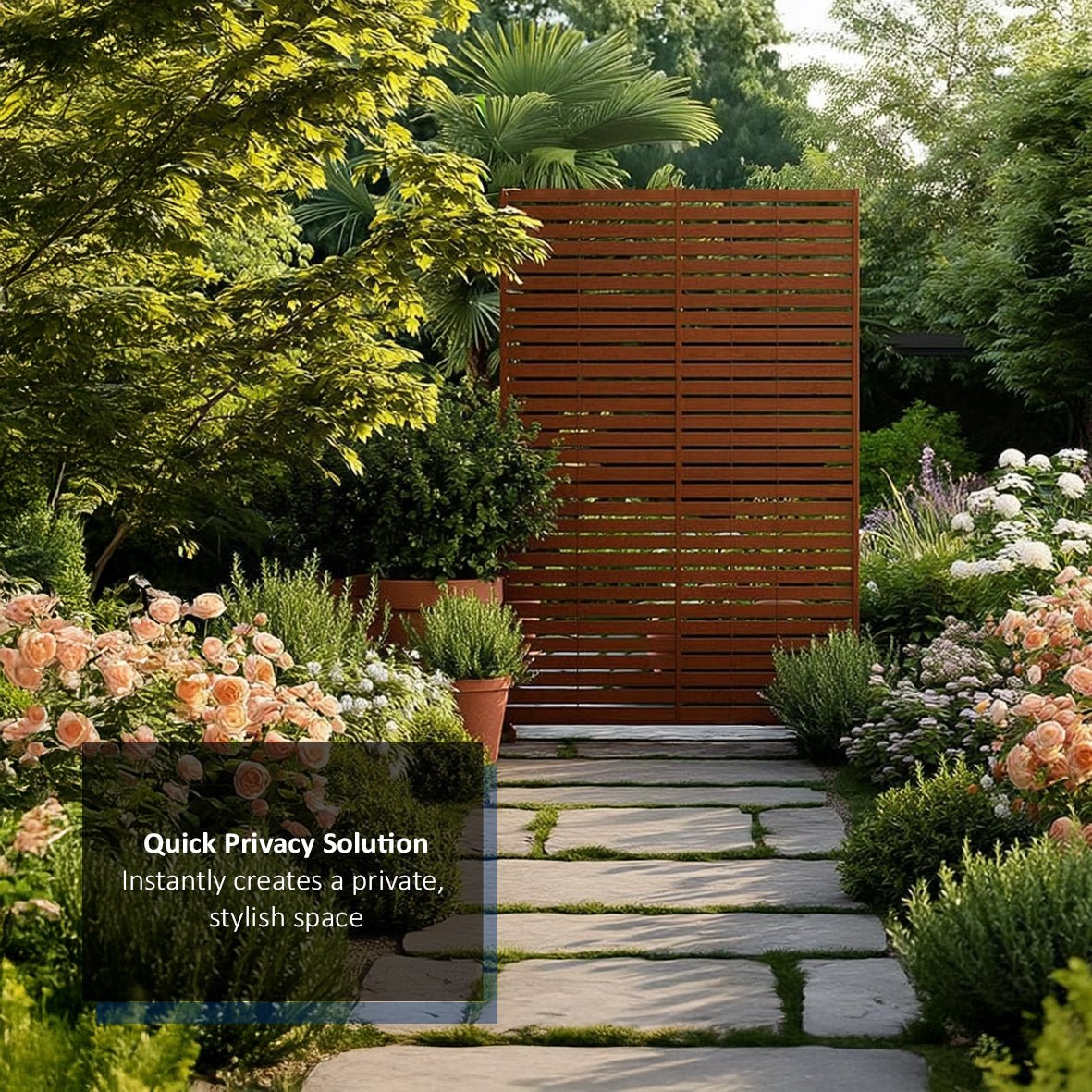 Metal Indoor/Outdoor Privacy Screen 90cm x 180cm - Slats - Dandys Landscape Supplies