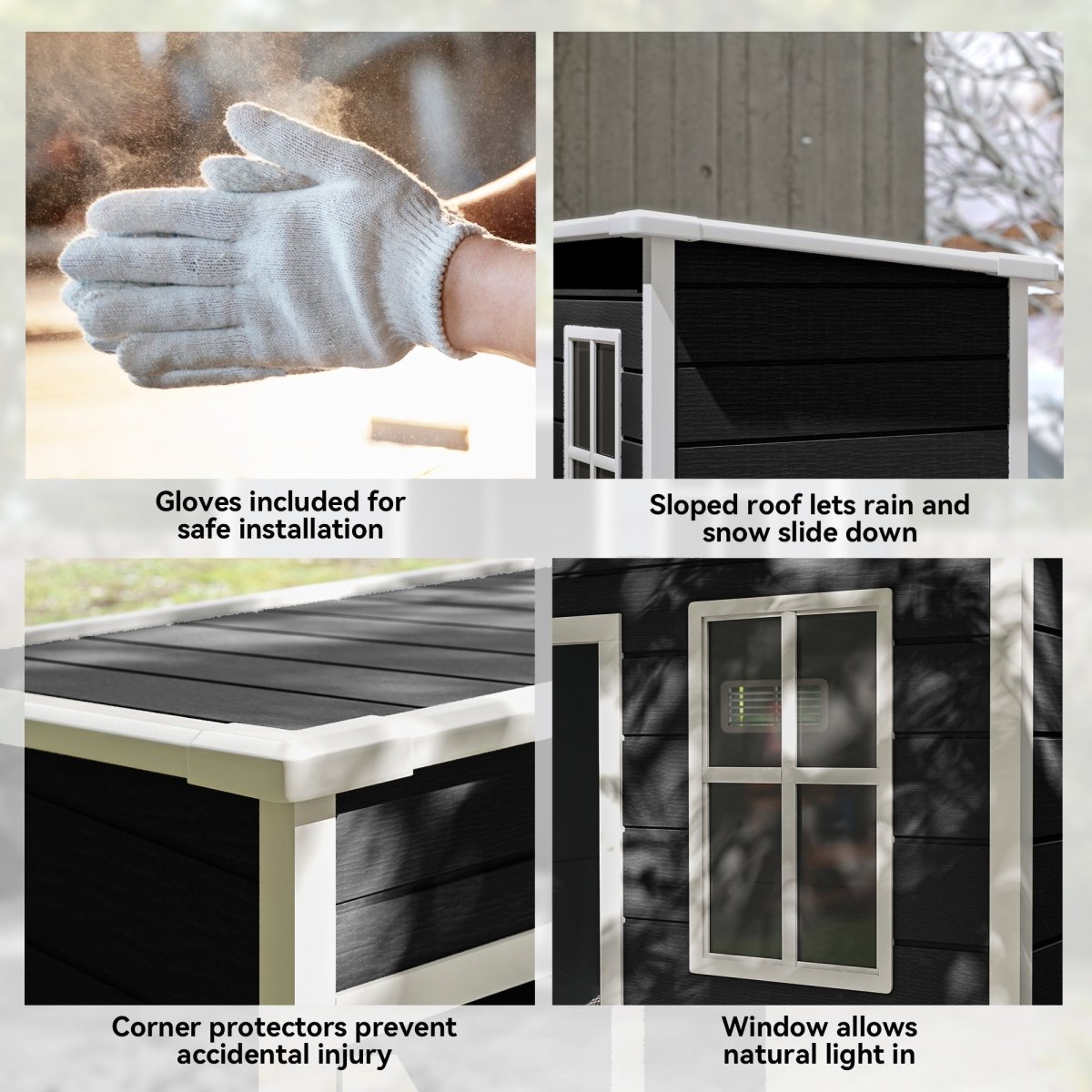 Outsunny 5' x 3' Garden Shed with Floor, Outdoor Storage Shed with Lockable Door, Window and Vent, Black - Dandys Landscape Supplies