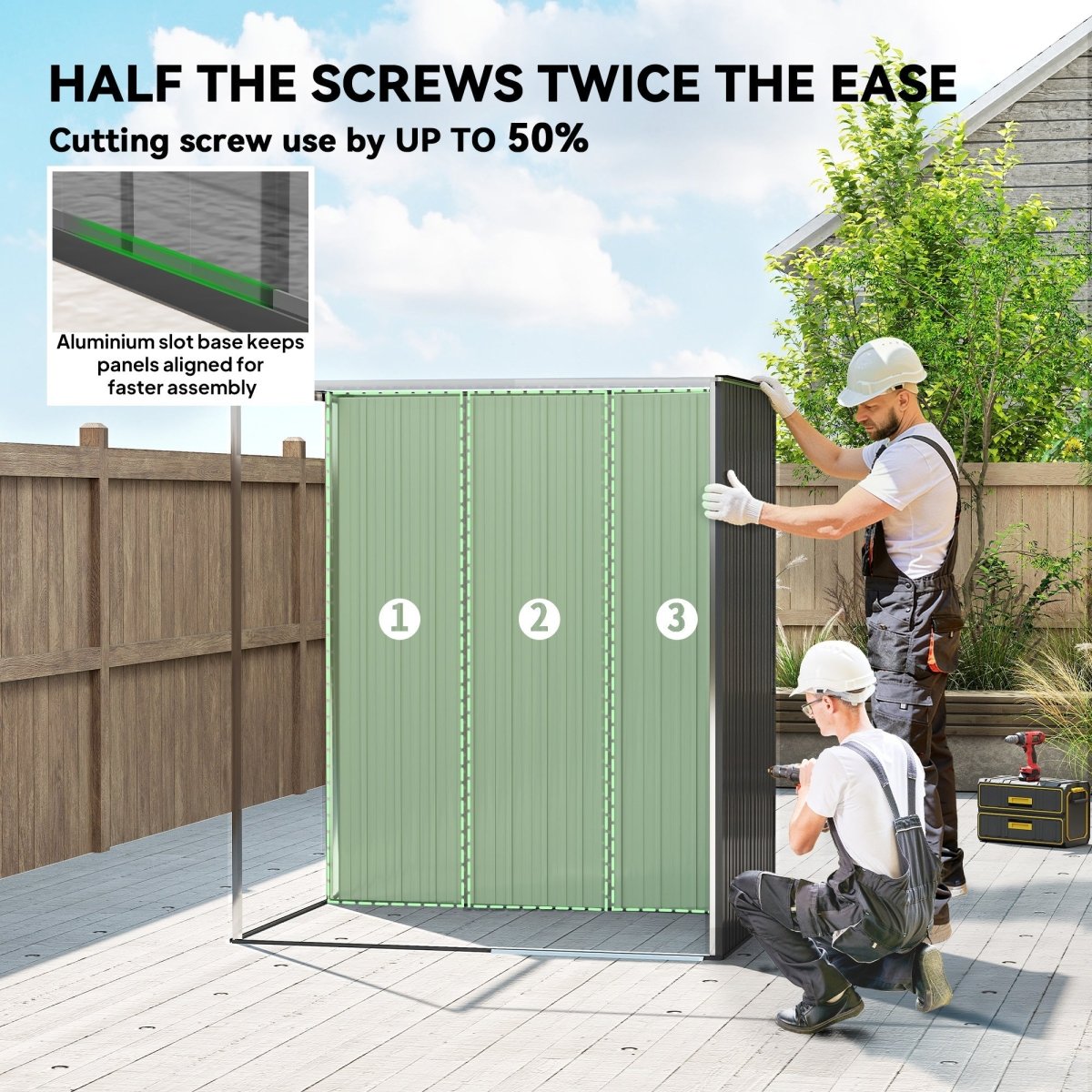 Outsunny 5 x 3.5ft Metal Garden Storage Shed with Effortless Assembly and 2 Pairs of Gloves, Waterproof Outdoor Shed, Dark Grey - Dandys Landscape Supplies