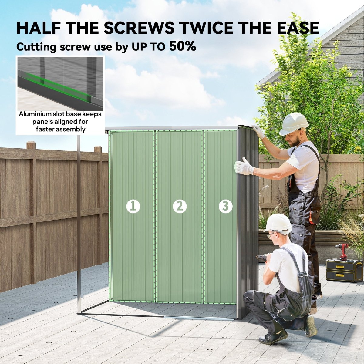 Outsunny 5 x 3.5ft Metal Garden Storage Shed with Effortless Assembly and 2 Pairs of Gloves, Waterproof Outdoor Shed, Light Grey - Dandys Landscape Supplies