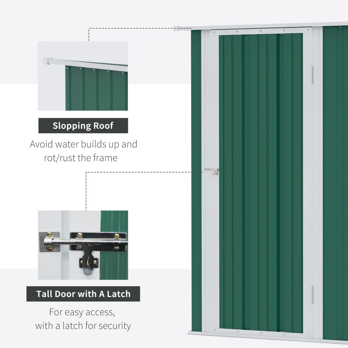 Outsunny 5ft x 3ft Metal Garden Storage Shed, Outdoor Tool Shed with Sloped Roof, Lockable Door for Tools, Equipment, Green - Dandys Landscape Supplies