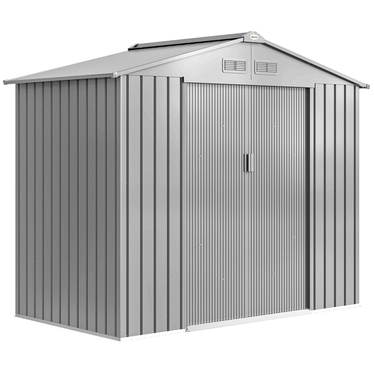 Outsunny 7 x 4ft Lockable Metal Garden Tool Storage Shed Storage - Light Grey - Dandys Landscape Supplies