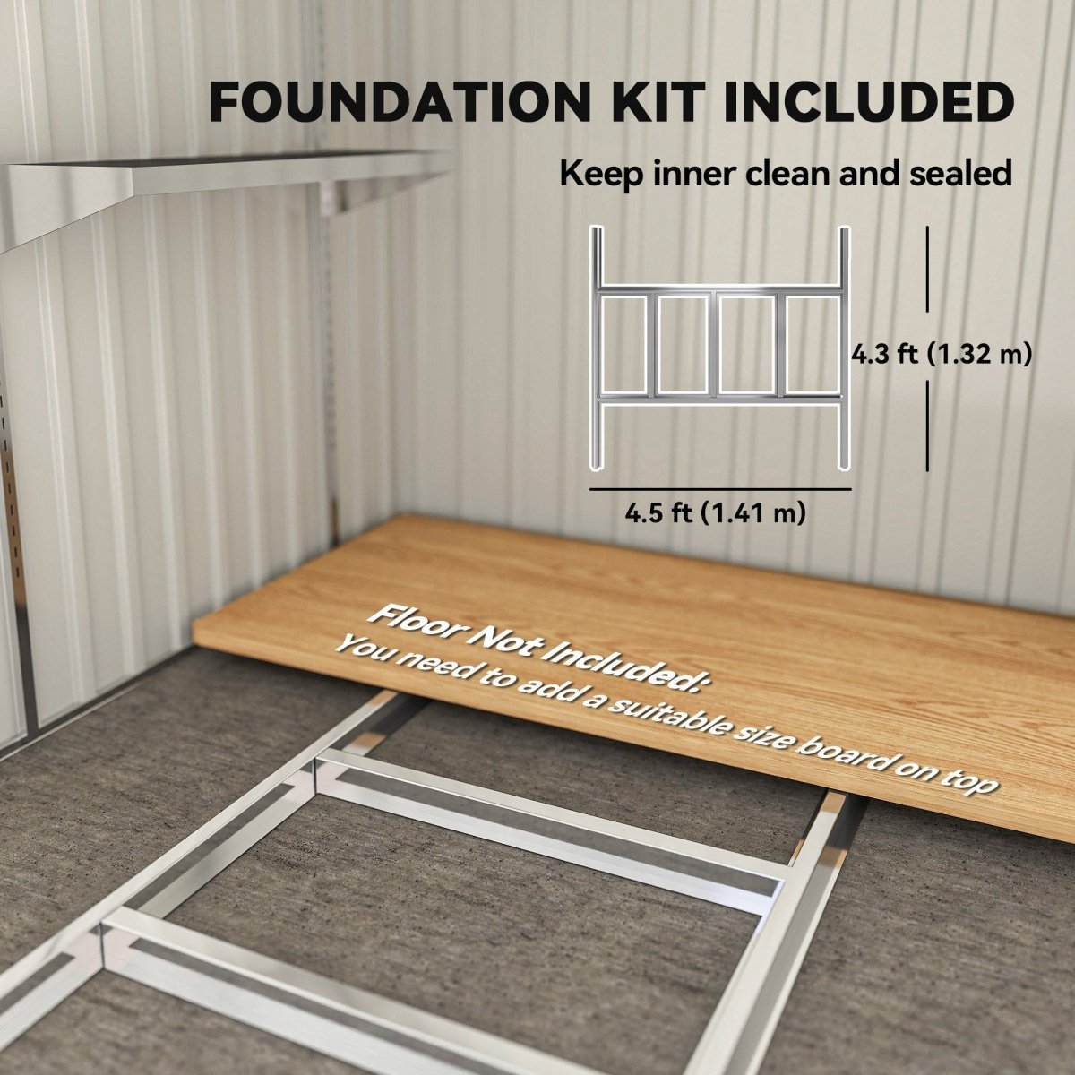 Outsunny 7 x 5ft Galvanised Metal Shed, with Sliding Door - Light Grey - Dandys Landscape Supplies