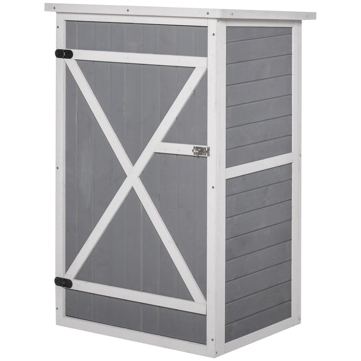 Outsunny Wooden Small Shed, Garden Storage Shed with Shelves and Bolt Latch, 75L x 56W x115H cm, Grey - Dandys Landscape Supplies