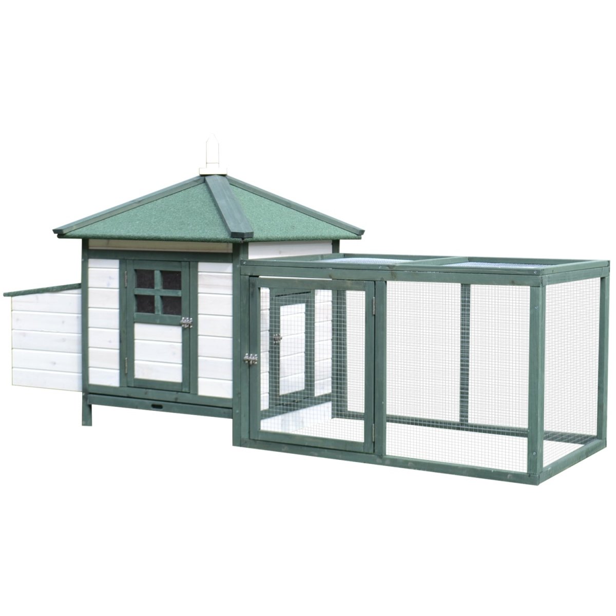 PawHut Chicken Coop Hen Poultry House w/ Nesting Box Outdoor Run Patio Wooden - Dandys Landscape Supplies