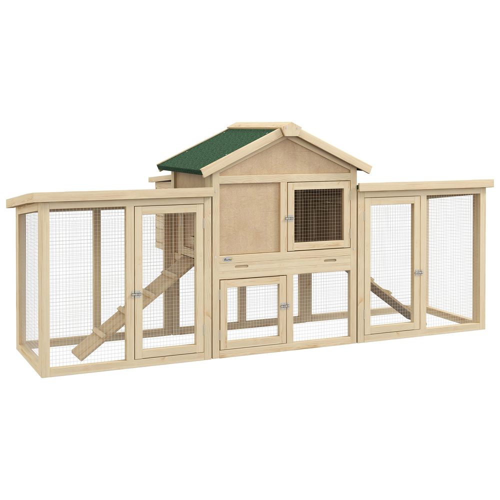 Pawhut Wood Chicken Coop Hens Cage Poultry House with Nesting Boxes Run - Dandys Landscape Supplies