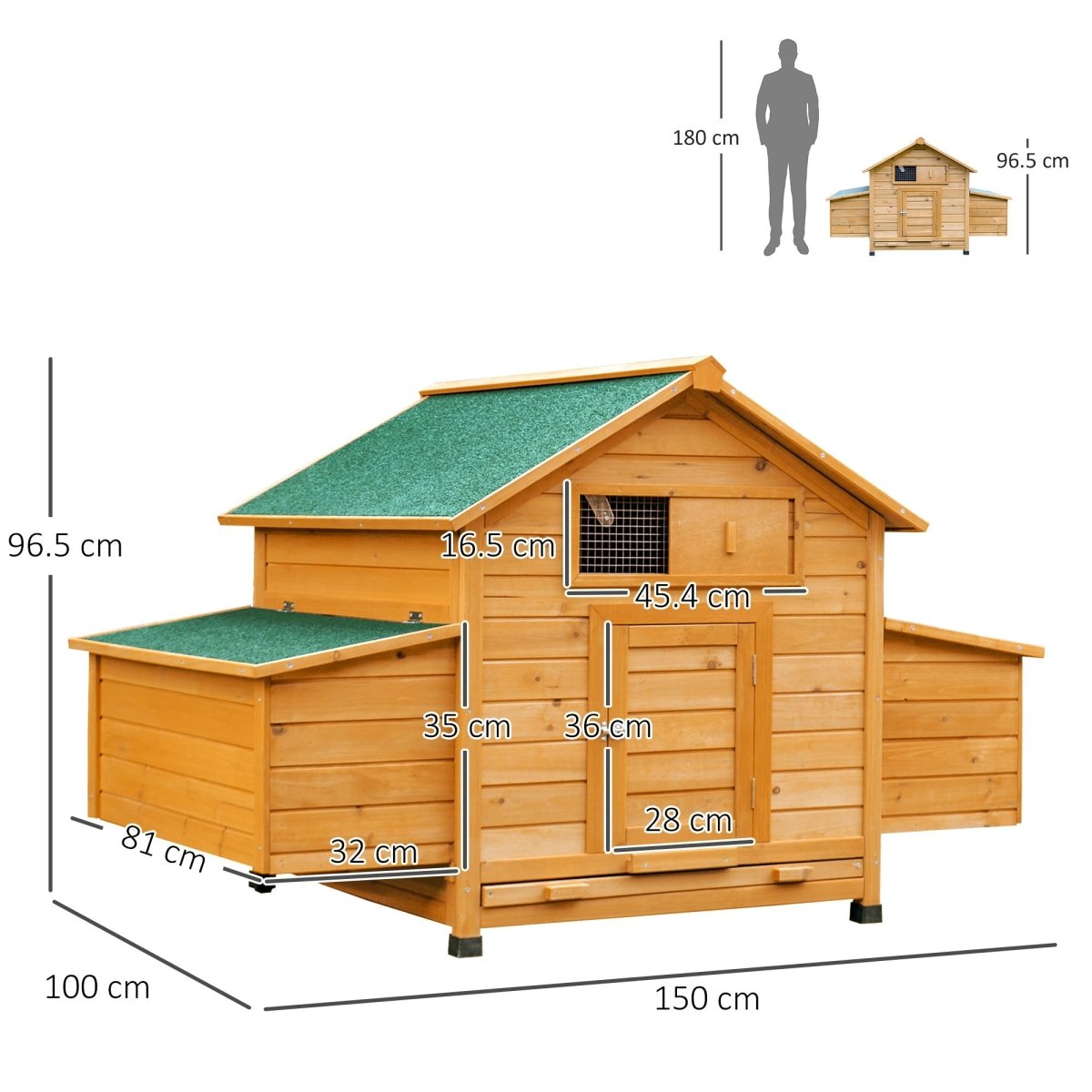 PawHut Wooden Chicken Coop, Poultry Cage with Nesting Boxes and Tray, Yellow - Dandys Landscape Supplies