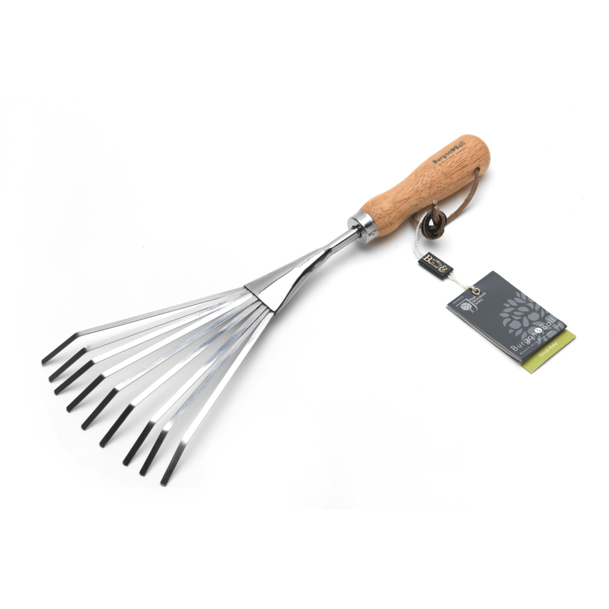 RHS Endorsed Stainless Steel Shrub Rake by Burgon & Ball - Dandys Landscape Supplies