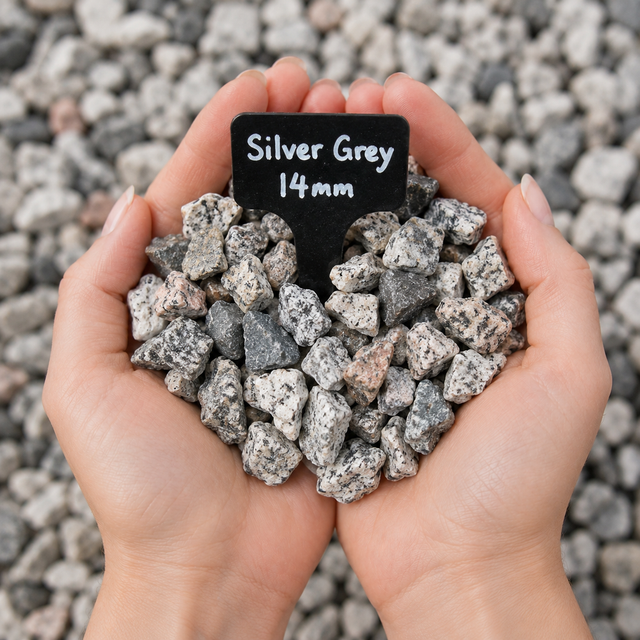 Silver Grey Granite Gravel Chippings - Dandys Landscape Supplies