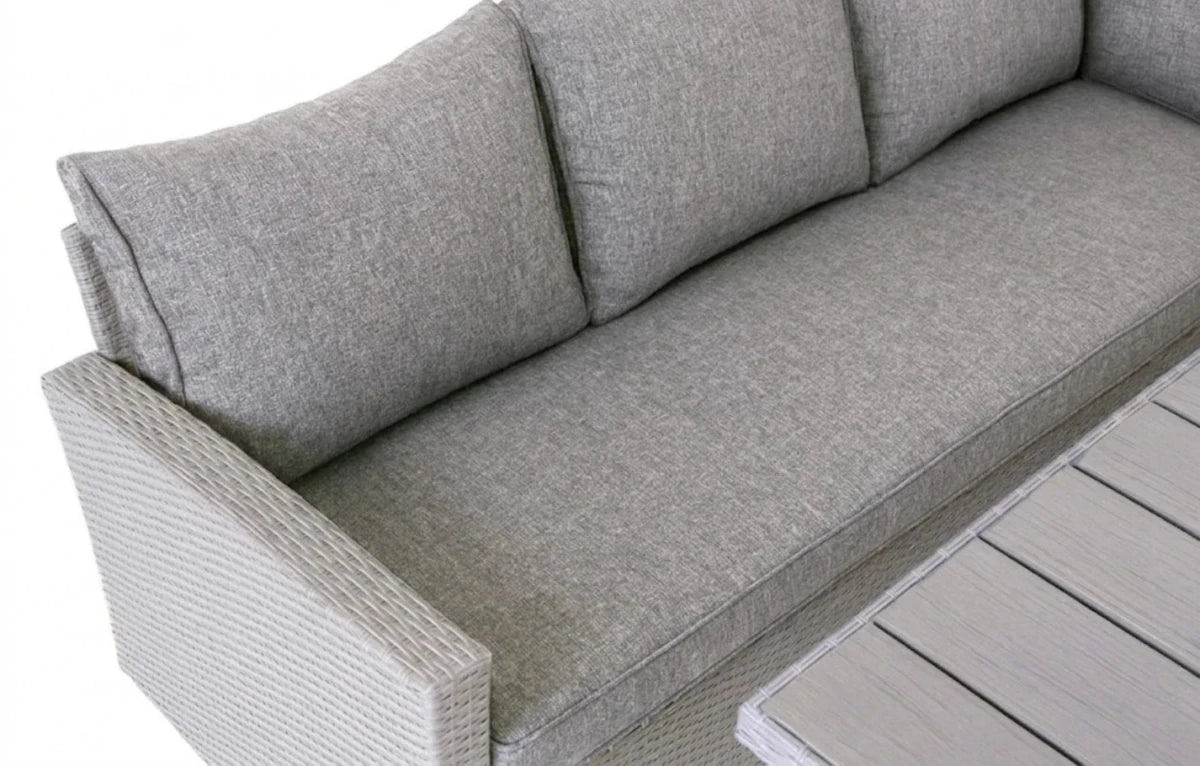 Stockholm 6 Seater Grey Rattan Corner Garden Dining and Lounge Set - Dandys Landscape Supplies