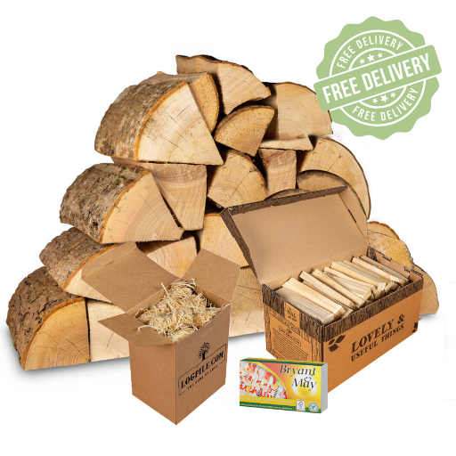 Ash Starter Kit. Kiln Dried Ash Logs, Kindling, Natural Firelighters and Matches