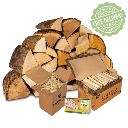 Fire Starter Kit. Kiln Dried Hardwood Logs, Kindling, Natural Firelighters and Matches