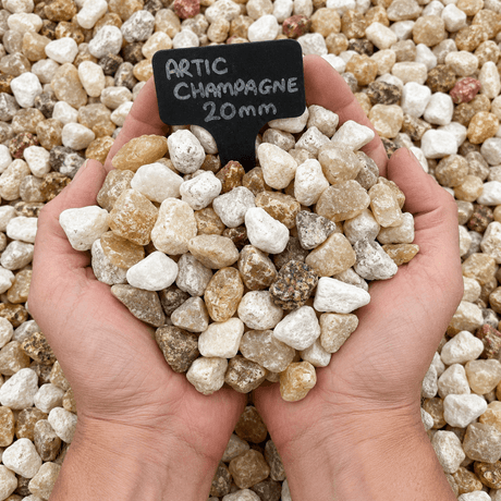 Arctic Champagne Gravel Sample - Dandy's Topsoil & Landscape Supplies