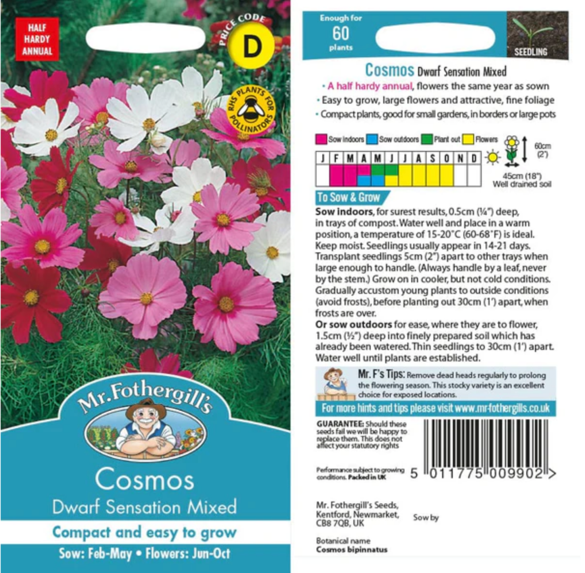 Cosmos - Sensation Mixed Flower Seeds - Dandys Landscape Supplies