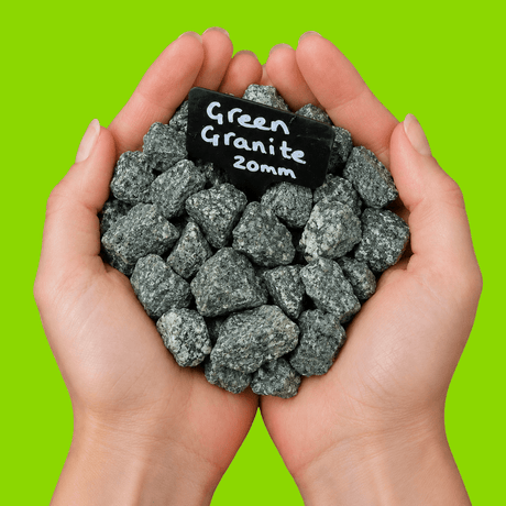 Green Granite Gravel Chippings Sample - Dandy's Topsoil & Landscape Supplies