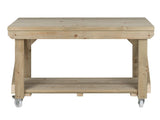 Indoor/outdoor workbench, pressure treated bench with wheels - Dandys Landscape Supplies