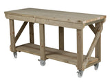 Indoor/outdoor workbench, pressure treated bench with wheels - Dandys Landscape Supplies