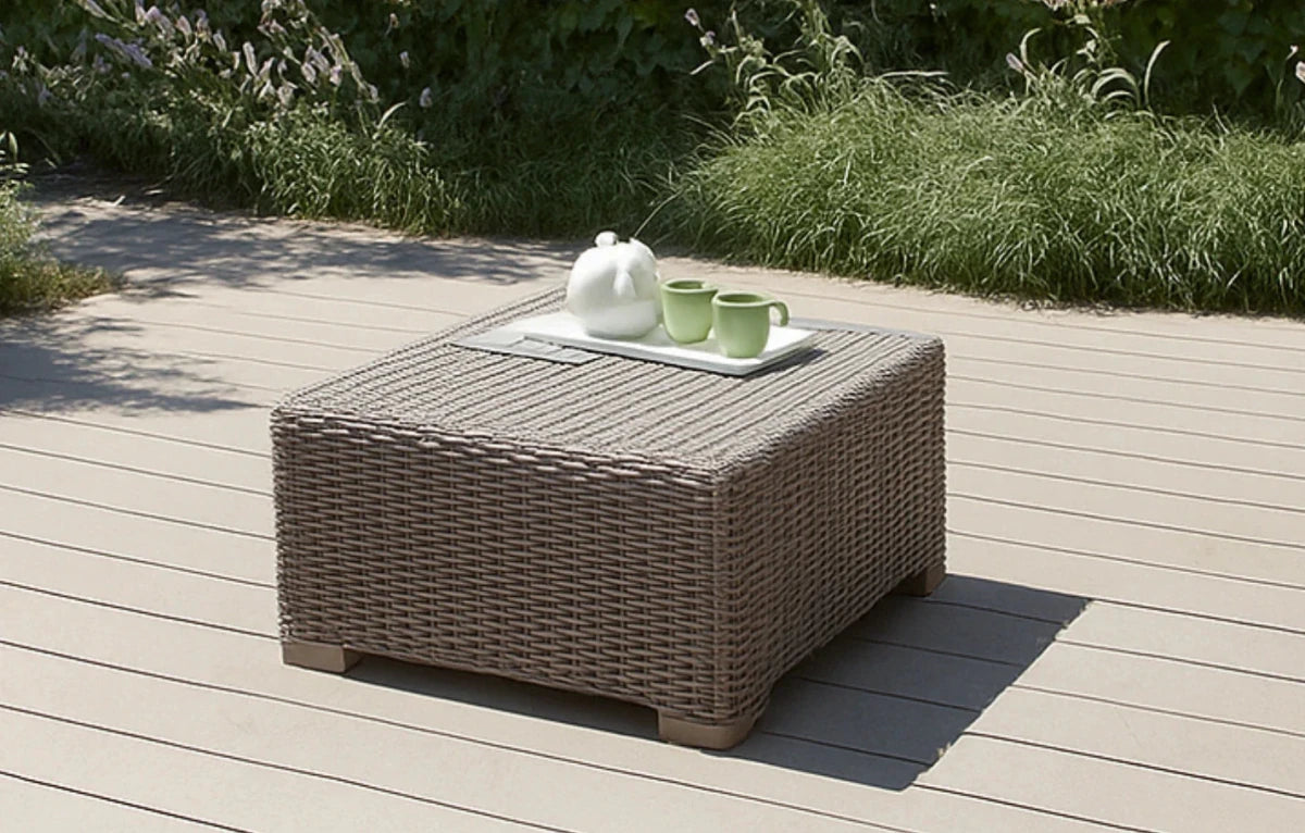 Keter California Taupe Rattan Coffee Table 68 x 68cm - Dandys Landscape Supplies
