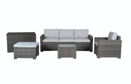 Marbella Grey 5 Seater Chaise Garden Sofa Set and Cushion Box Bundle - Dandys Landscape Supplies