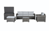 Marbella Grey 5 Seater Chaise Garden Sofa Set and Cushion Box Bundle - Dandys Landscape Supplies