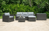 Marbella Grey 5 Seater Chaise Garden Sofa Set and Cushion Box Bundle - Dandys Landscape Supplies