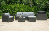 Marbella Grey 5 Seater Chaise Garden Sofa Set, Cover and Cushion Box Bundle - Dandys Landscape Supplies