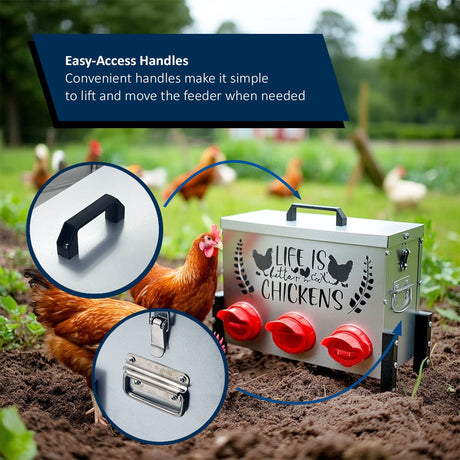 Metal Chicken Feeder – Stylish, Durable & Convenient - Dandys Landscape Supplies