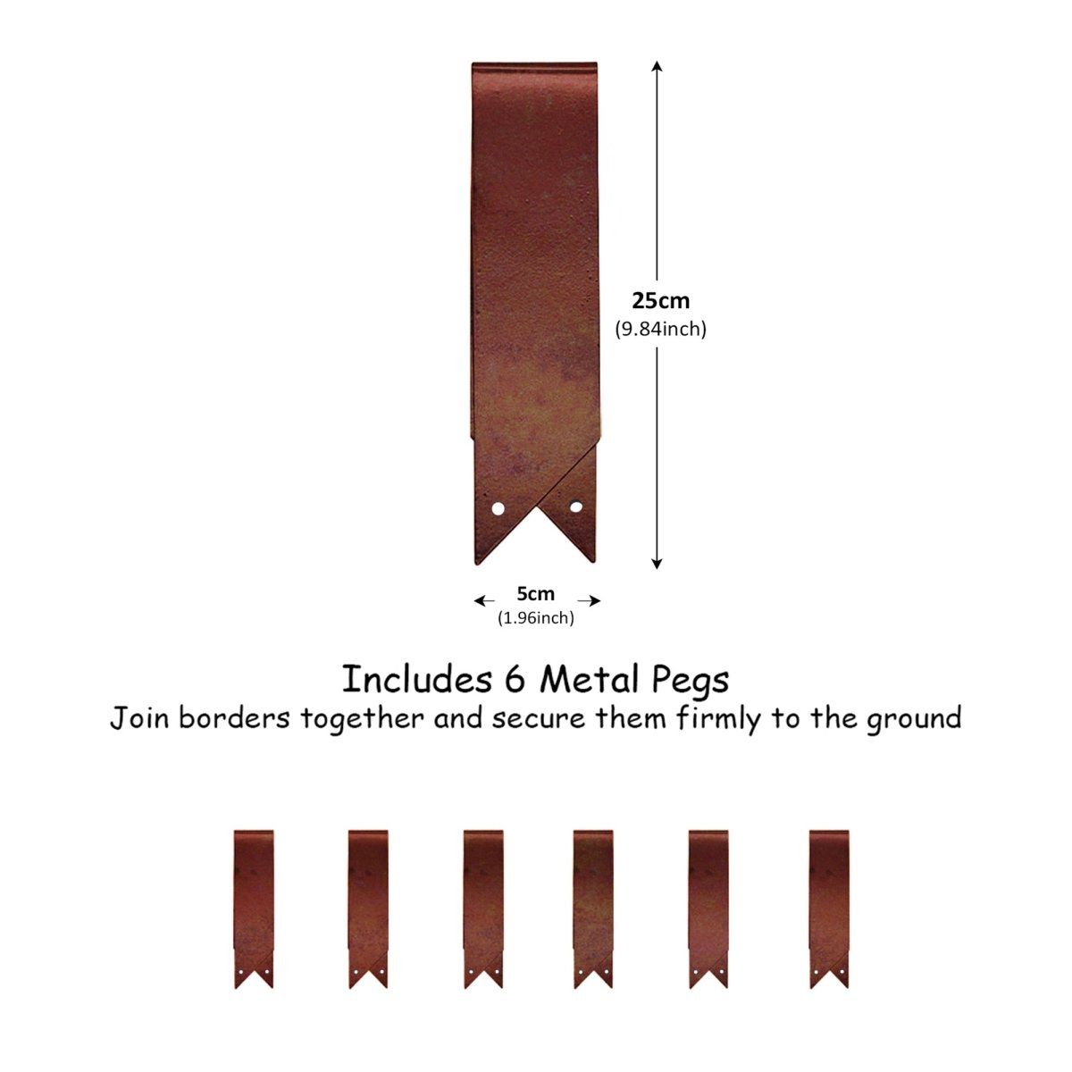 Metal Garden Border Edging – Saw-Tooth Spikes, Pack of 5 - Dandys Landscape Supplies
