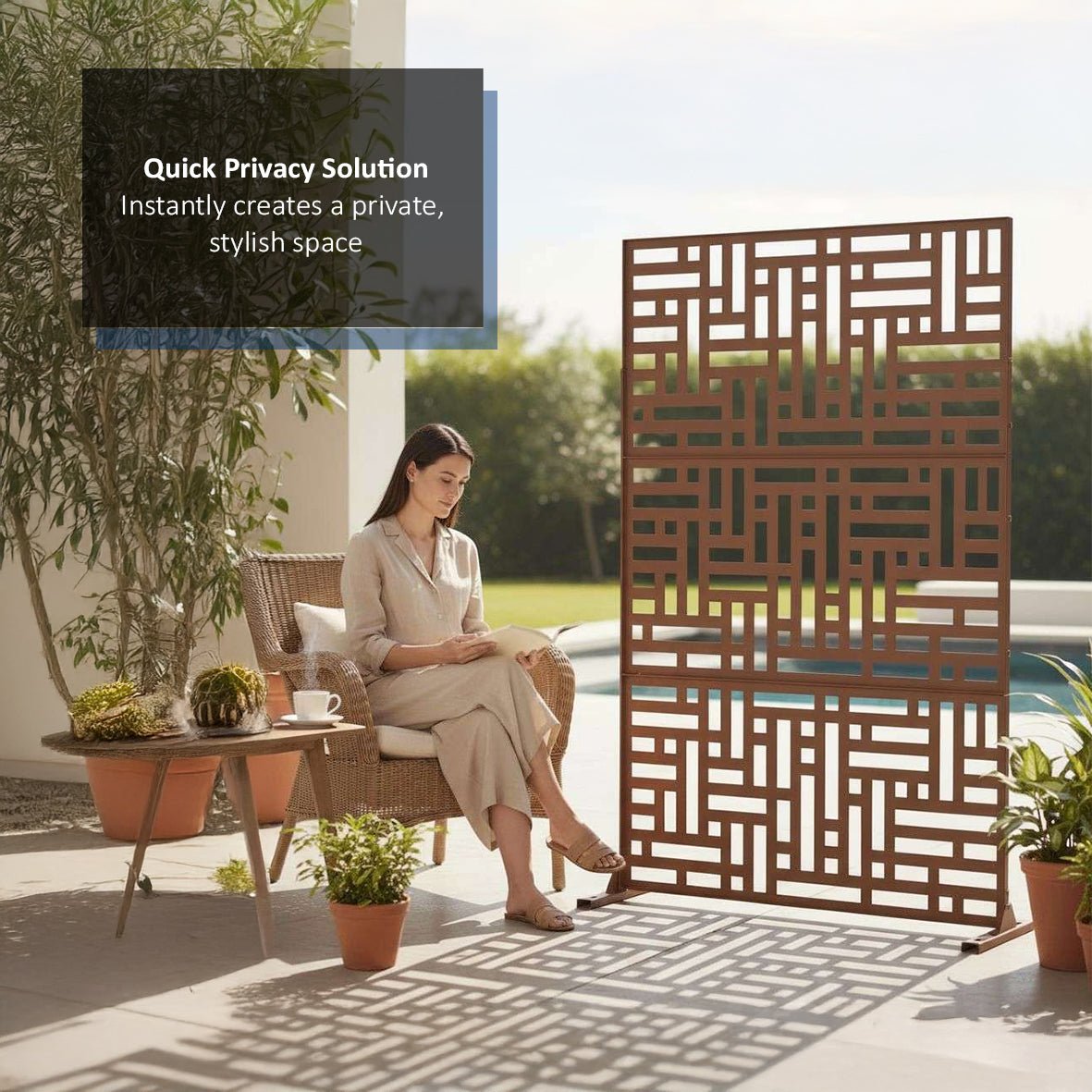 Metal Indoor/Outdoor Privacy Screen 90cm x 180cm - Maze - Dandys Landscape Supplies