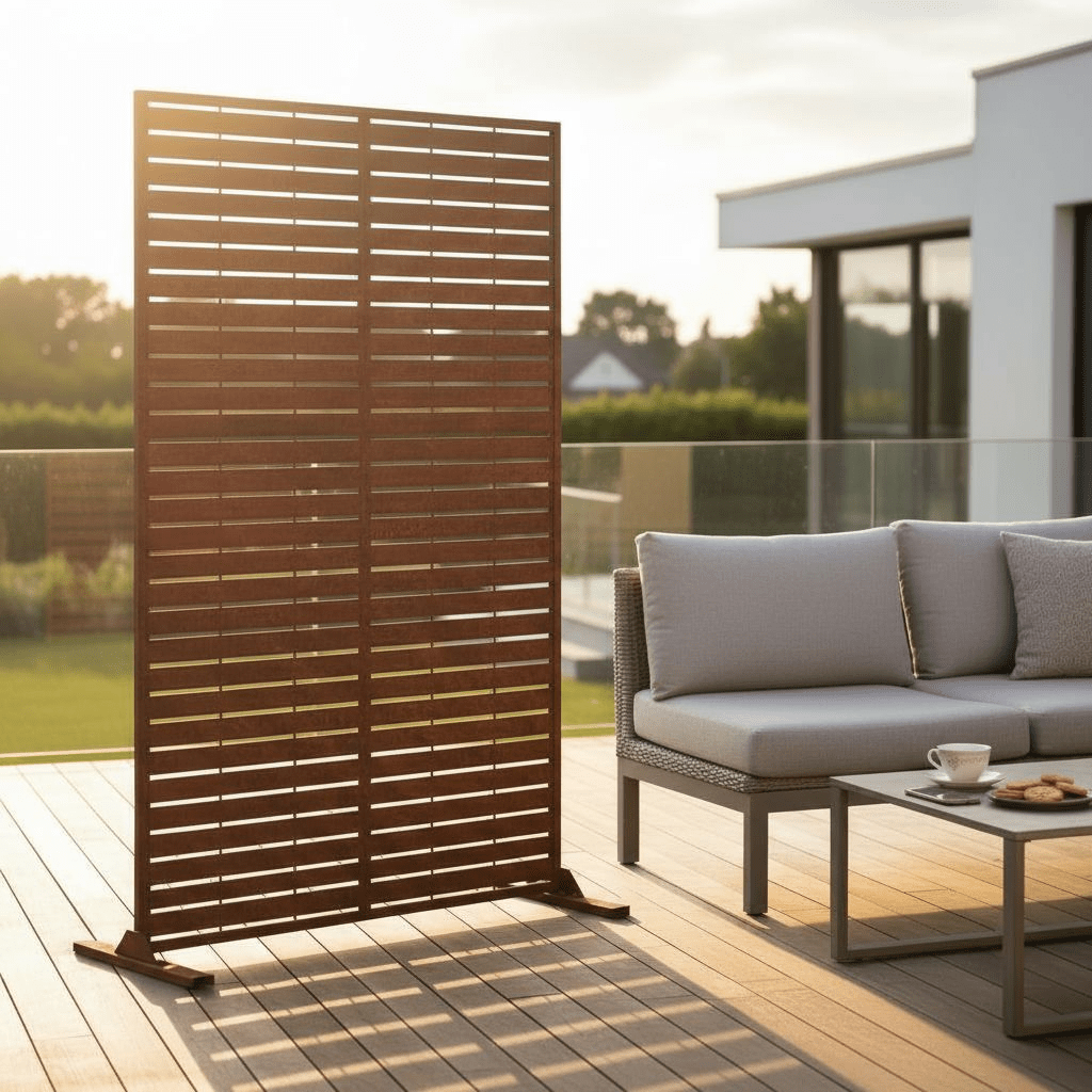 Metal Indoor/Outdoor Privacy Screen 90cm x 180cm - Slats - Dandys Landscape Supplies