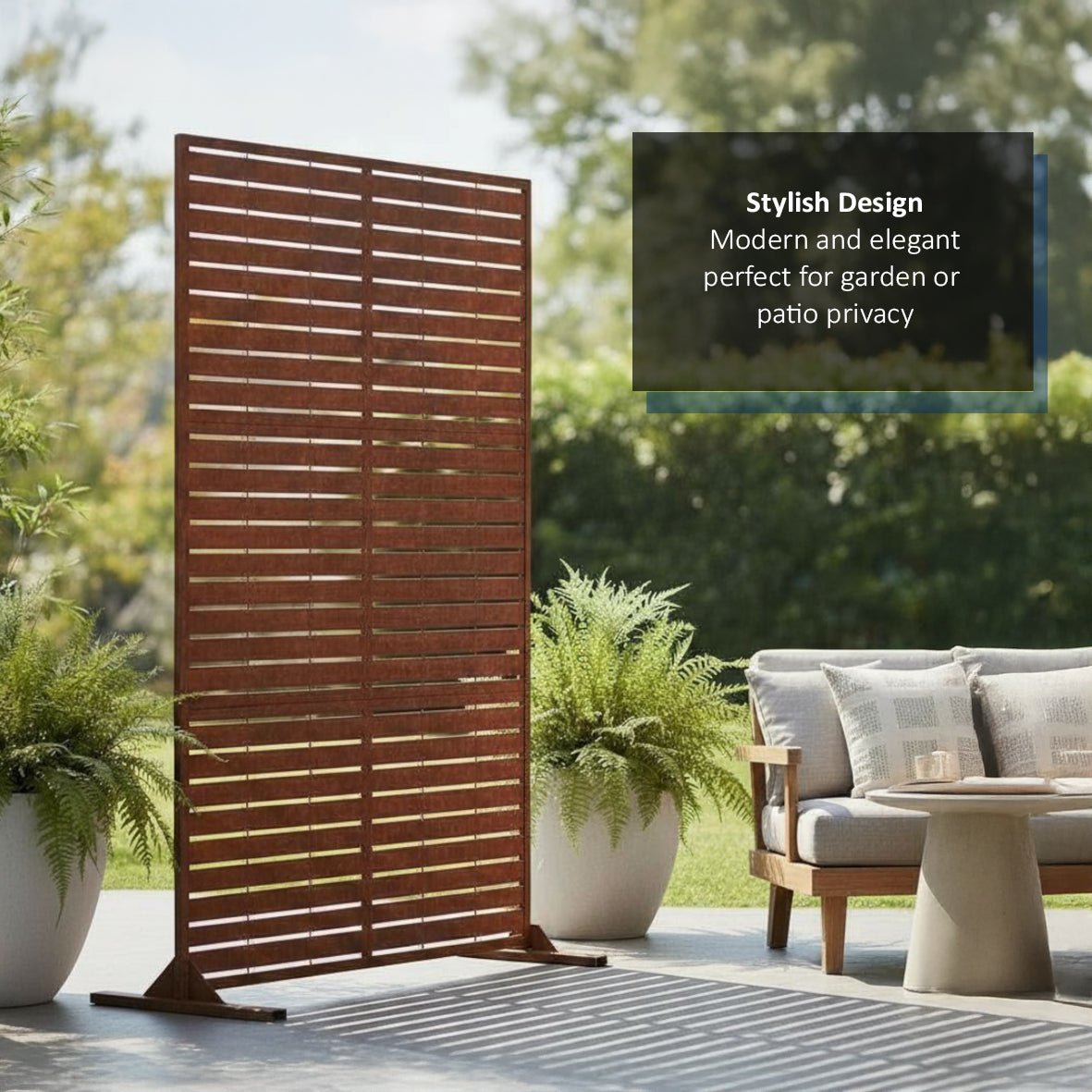 Metal Indoor/Outdoor Privacy Screen 90cm x 180cm - Slats - Dandys Landscape Supplies