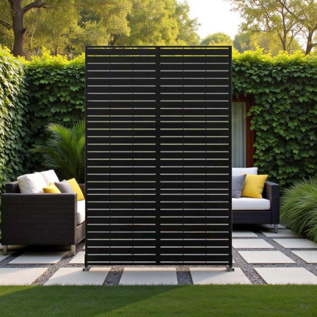 Metal Indoor/Outdoor Privacy Screen 90cm x 180cm - Slats - Dandys Landscape Supplies