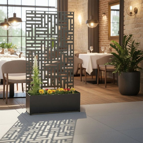 Metal Indoor/Outdoor Privacy Screen with Plant Pot - 90cm x 180cm - Dandys Landscape Supplies