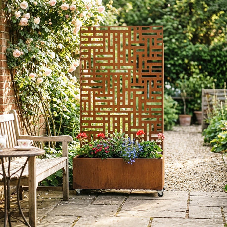 Metal Indoor/Outdoor Privacy Screen with Plant Pot - 90cm x 180cm - Dandys Landscape Supplies