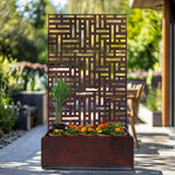 Metal Indoor/Outdoor Privacy Screen with Plant Pot - 90cm x 180cm - Dandys Landscape Supplies