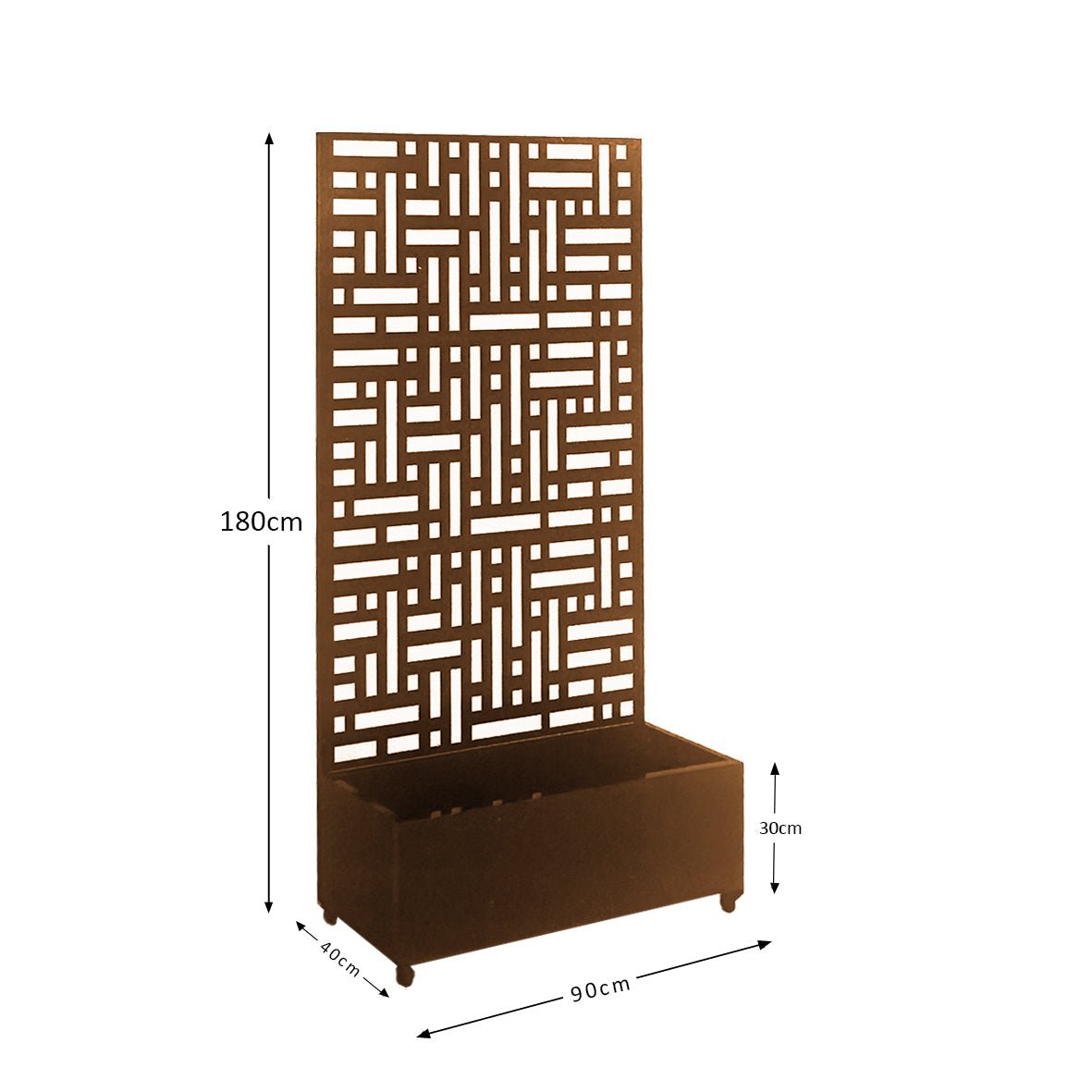 Metal Indoor/Outdoor Privacy Screen with Plant Pot - 90cm x 180cm - Dandys Landscape Supplies
