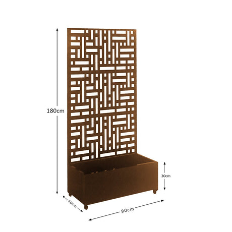 Metal Indoor/Outdoor Privacy Screen with Plant Pot - 90cm x 180cm - Dandys Landscape Supplies