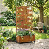 Metal Indoor/Outdoor Privacy Screen with Plant Pot - 90cm x 180cm - Dandys Landscape Supplies