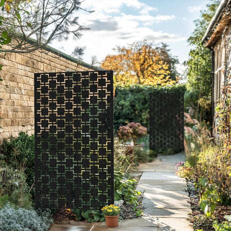 Metal Indoor/Outdoor Privacy Screen with Stand 120cm x 180cm - Squares - Dandys Landscape Supplies