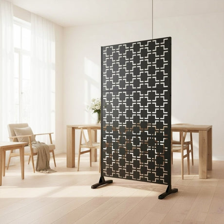 Metal Indoor/Outdoor Privacy Screen with Stand 120cm x 180cm - Squares - Dandys Landscape Supplies