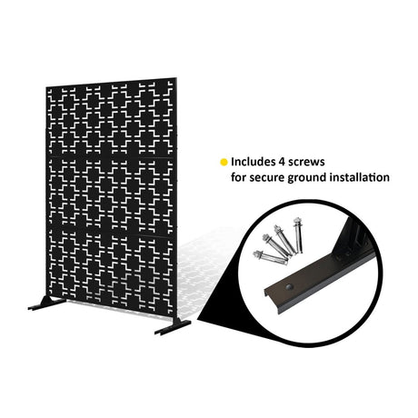 Metal Indoor/Outdoor Privacy Screen with Stand 120cm x 180cm - Squares - Dandys Landscape Supplies